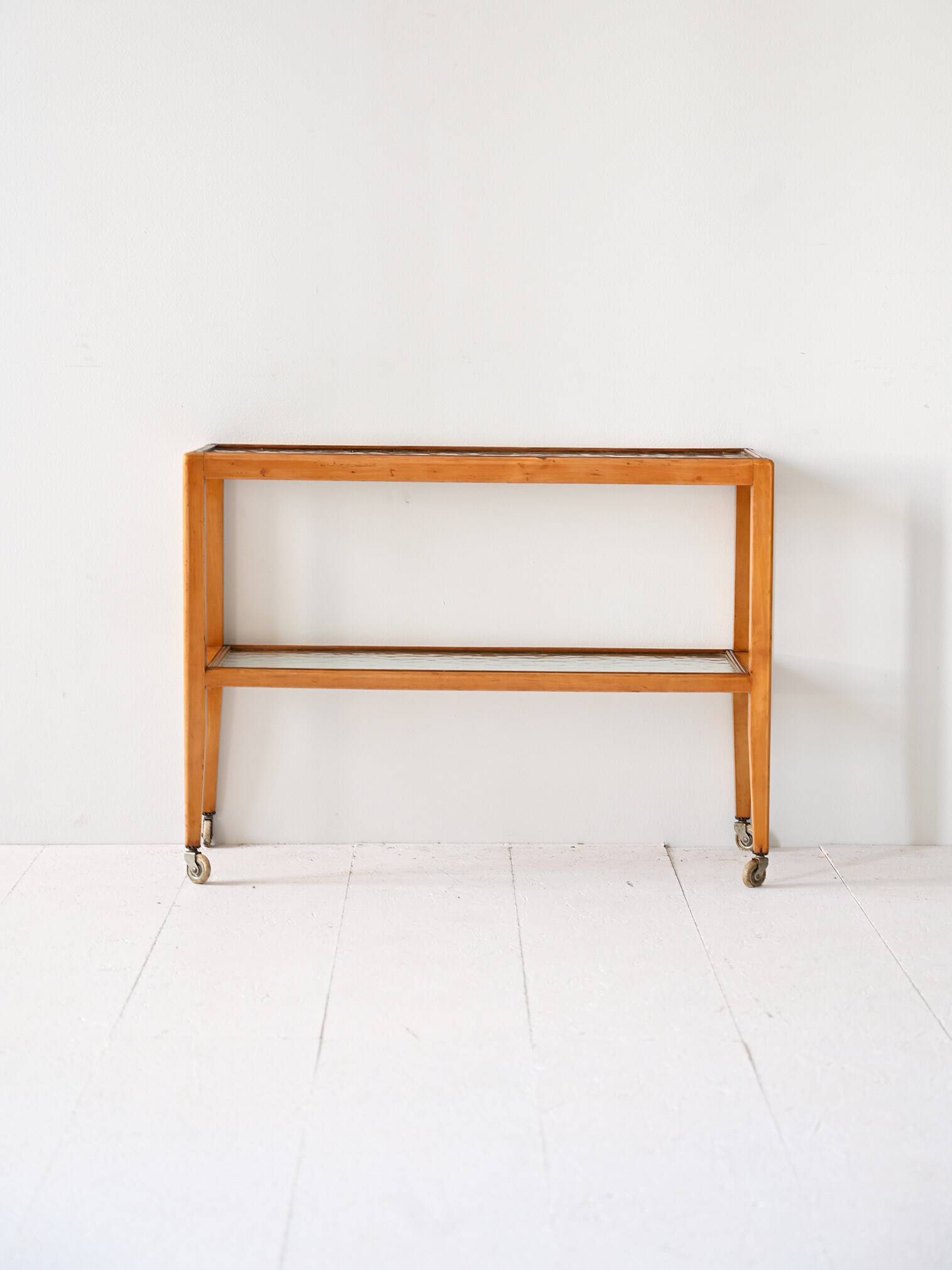 Vintage wooden and glass serving trolley