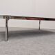 Table basse moderniste en ardoise et métal chromé, Italie vers 1970
