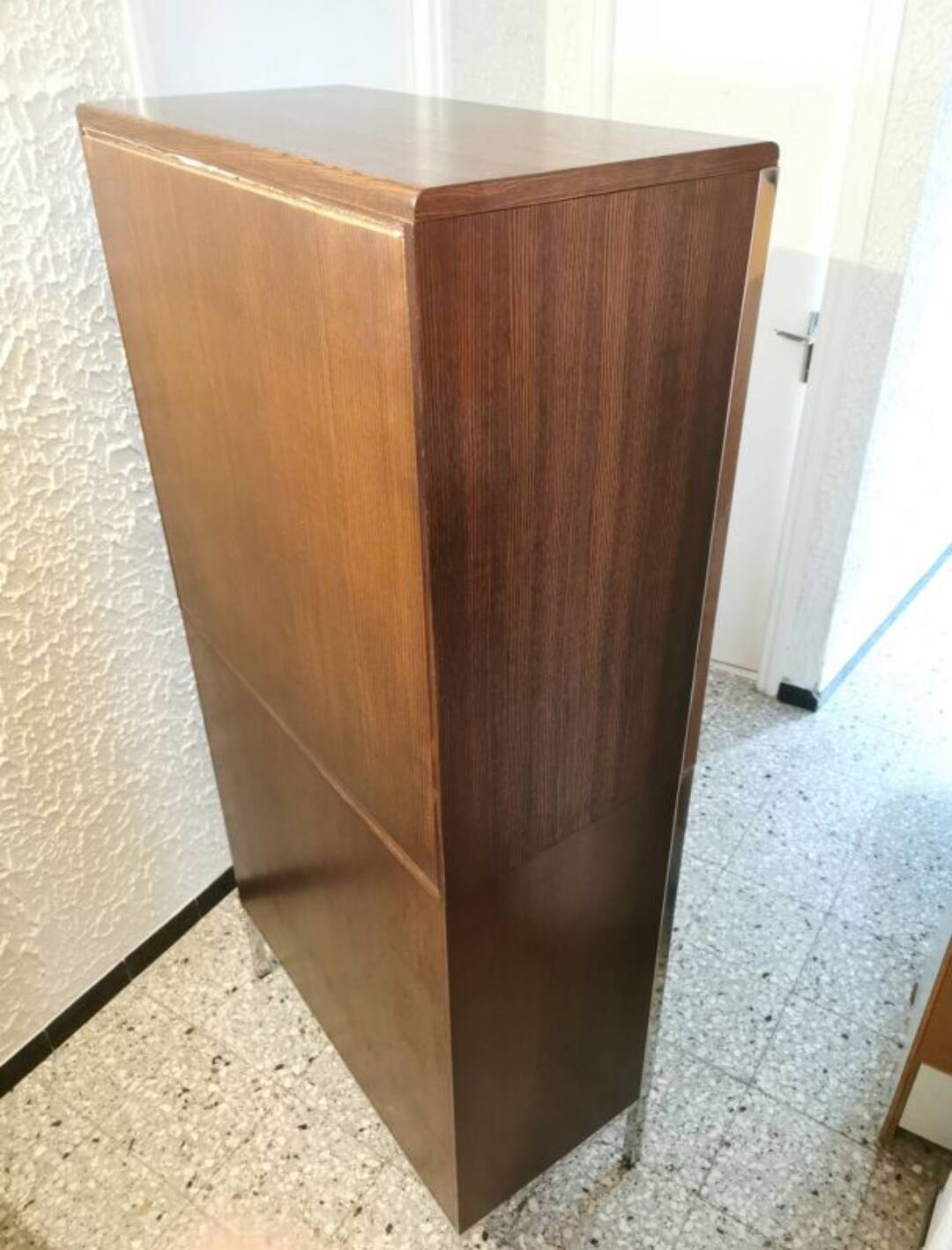 Rosewood and chrome display cabinet, 1970s-80s.
