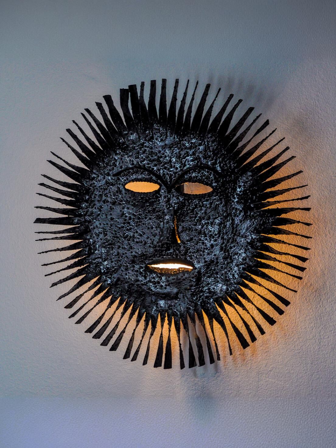 Brutalist XL sun light, popular art, Spain, 1970