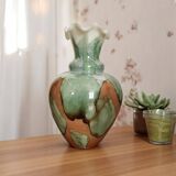 Vintage opaline vase with ruffled neck Stelvia Italy circa 1960