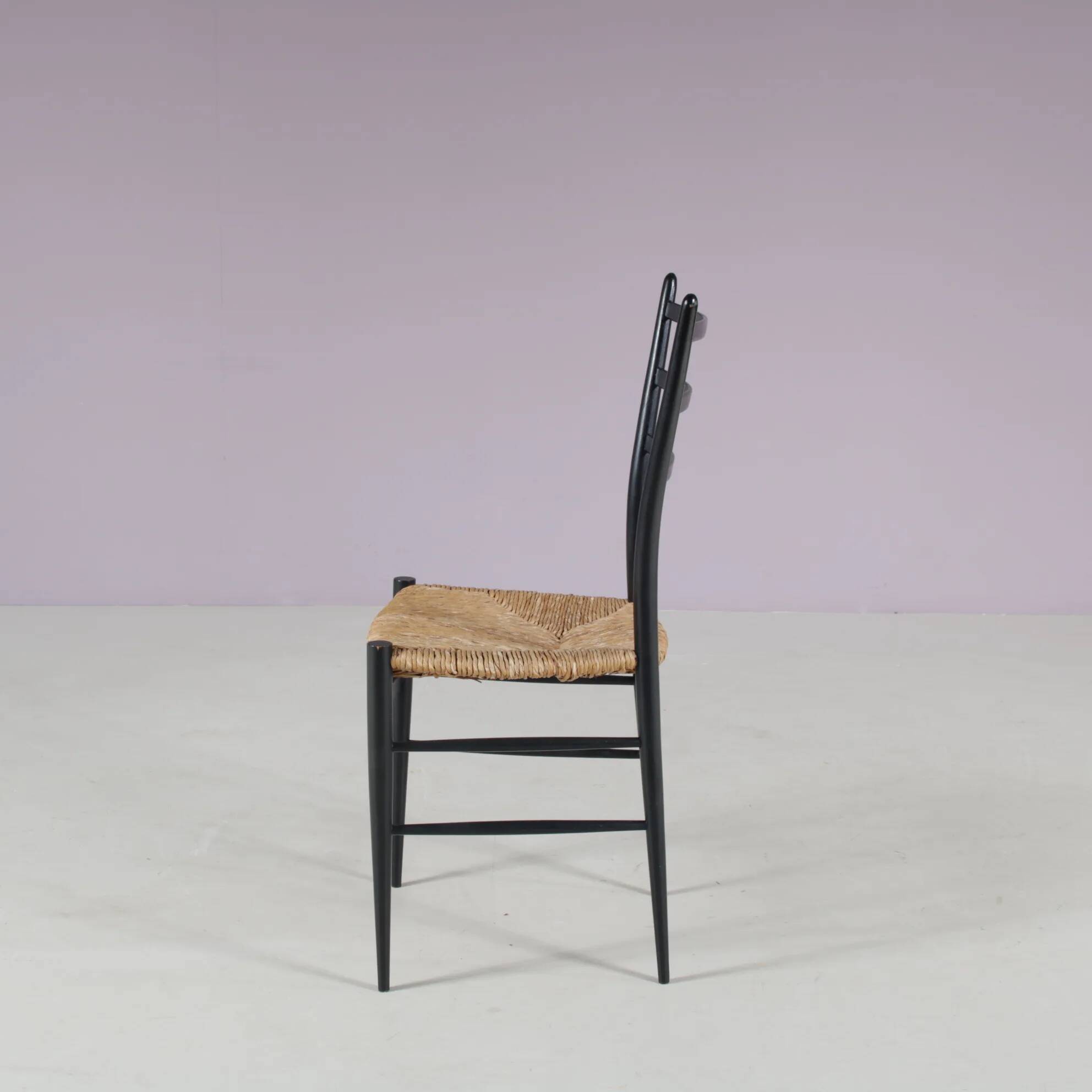 Set of 4 "Spinetto" dining chairs from Chiavari, Italy, 1950s