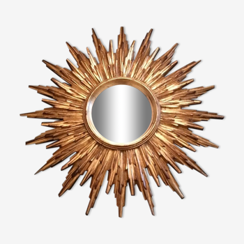 Miroir soleil doré 49 cm " hollywood regency "