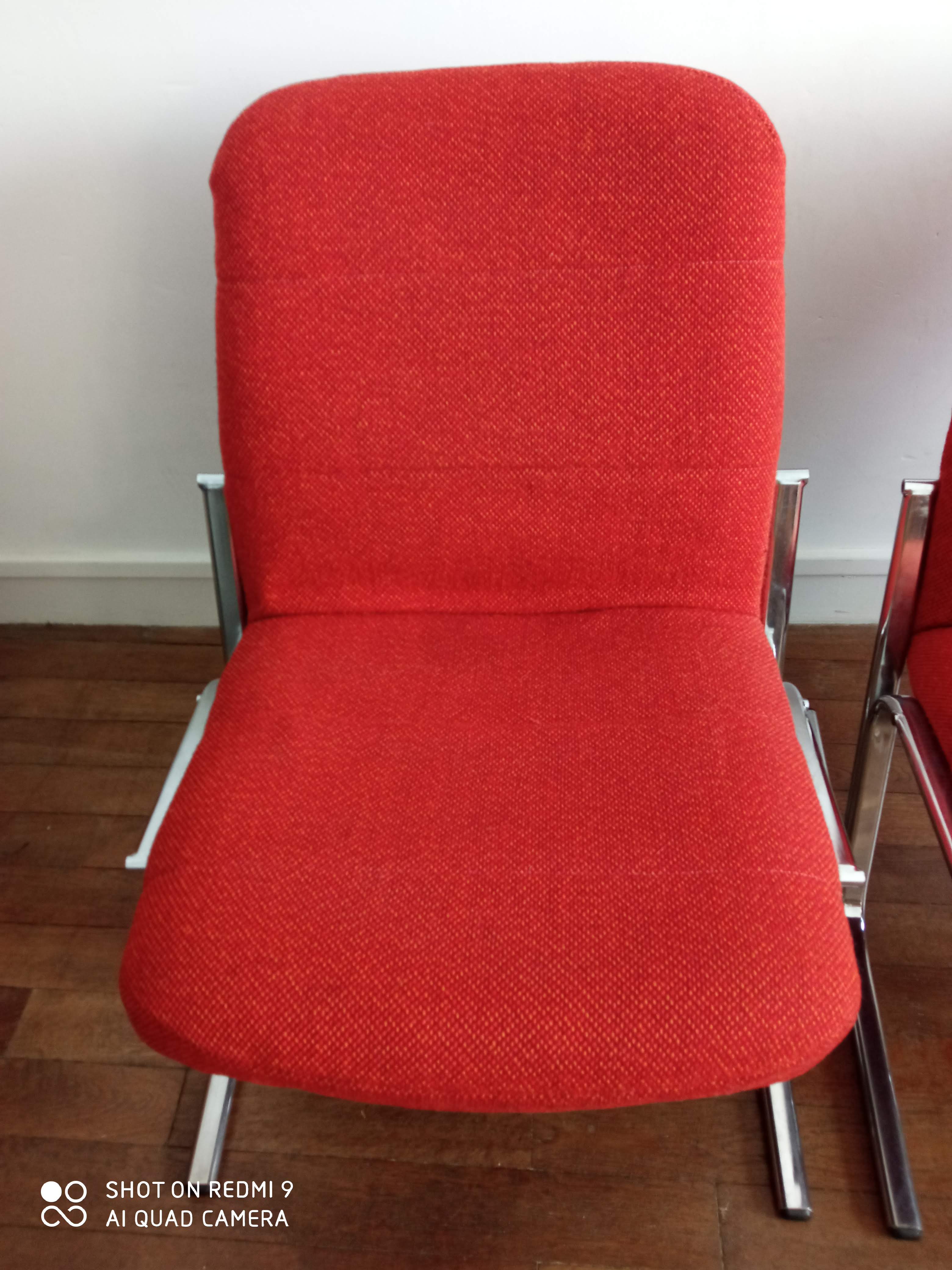 Armchairs 70s fabric and chrome