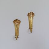 Pair of Art Deco brass wall sconces by Holmström, Arvika, Sweden, 1940s.