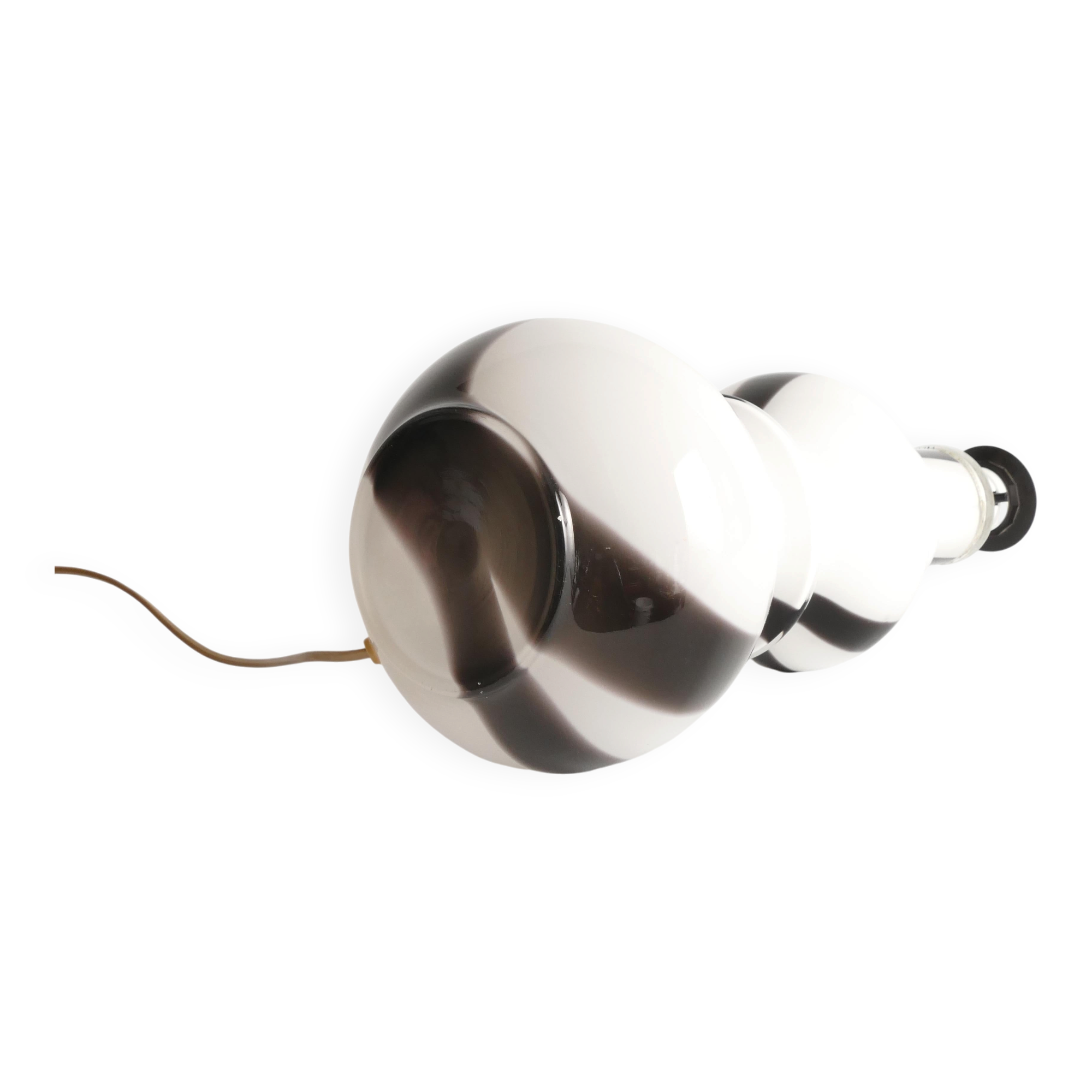 Sculptural Art Glass Murano Style Table Lamps, Black & White, 1960s, Set of 2