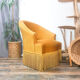 Ochre yellow velvet toad chair