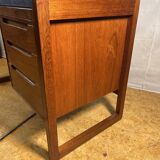Bureau rétro vintage en teck et cuir du milieu du siècle – Élégant et fonctionnel des années 1960