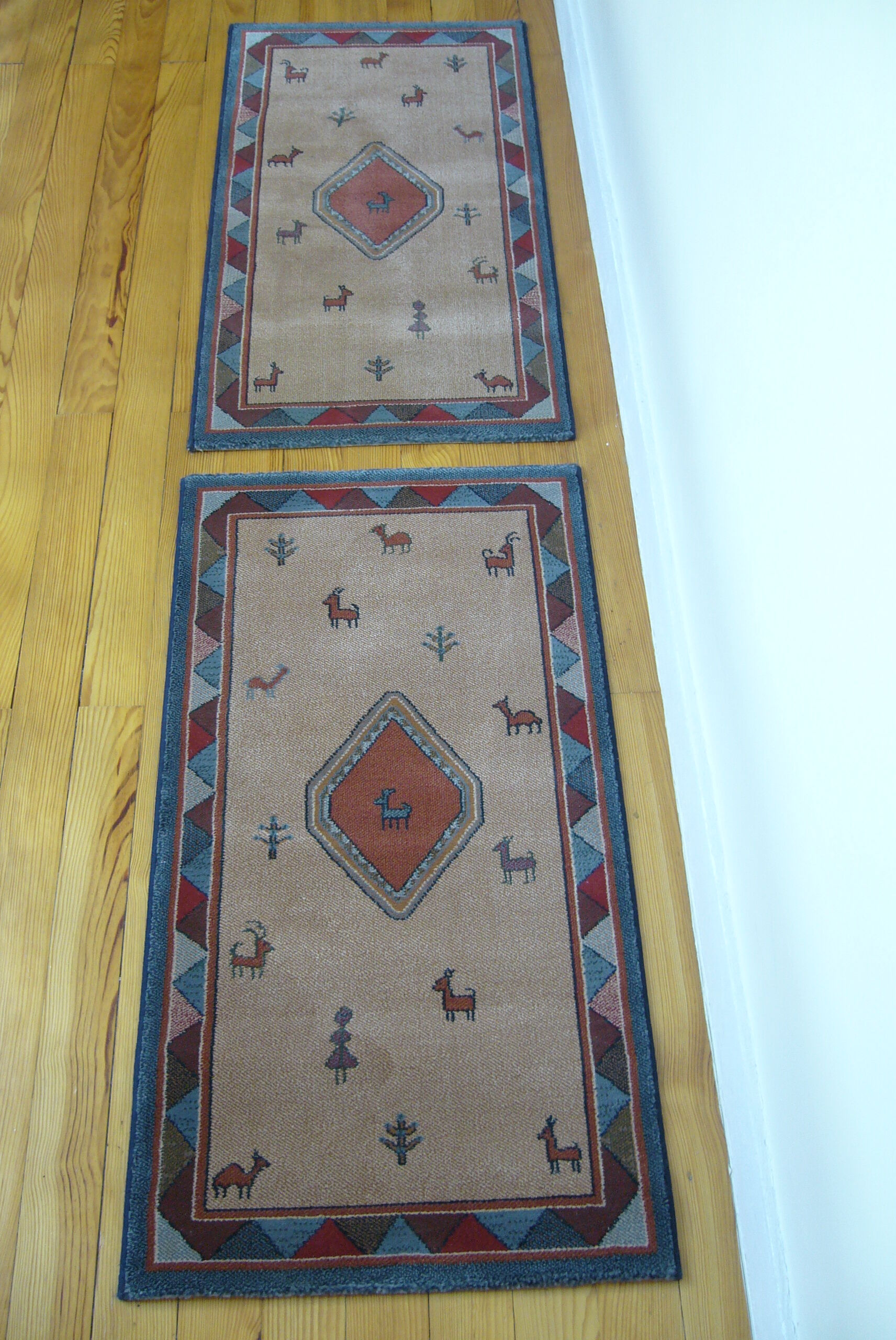 Pair of 60 x 120 Peruvian wool rugs