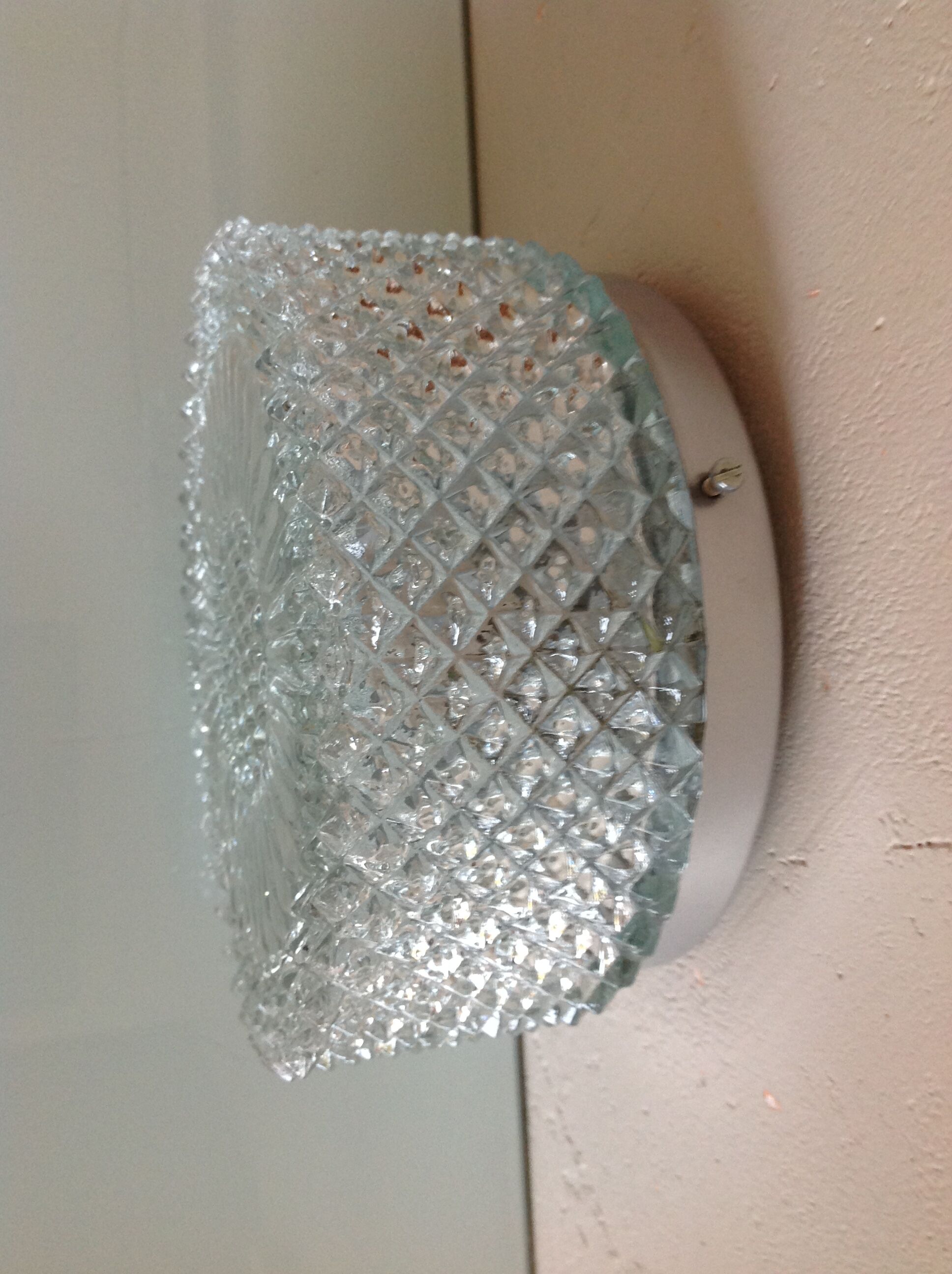 Plafonnier rond pointes de diamant / vintage années 60-70