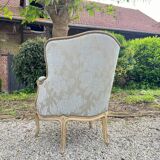 Large bergère in lacquered wood louis xv style xix eme century
