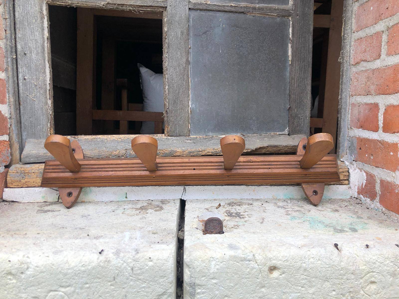 Wooden wall coat rack, vintage wall coat rack, entrance hall