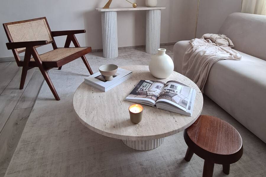 Omega Circular Coffee Table - Natural Travertine