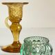Bougeoirs vintage en verre teinté