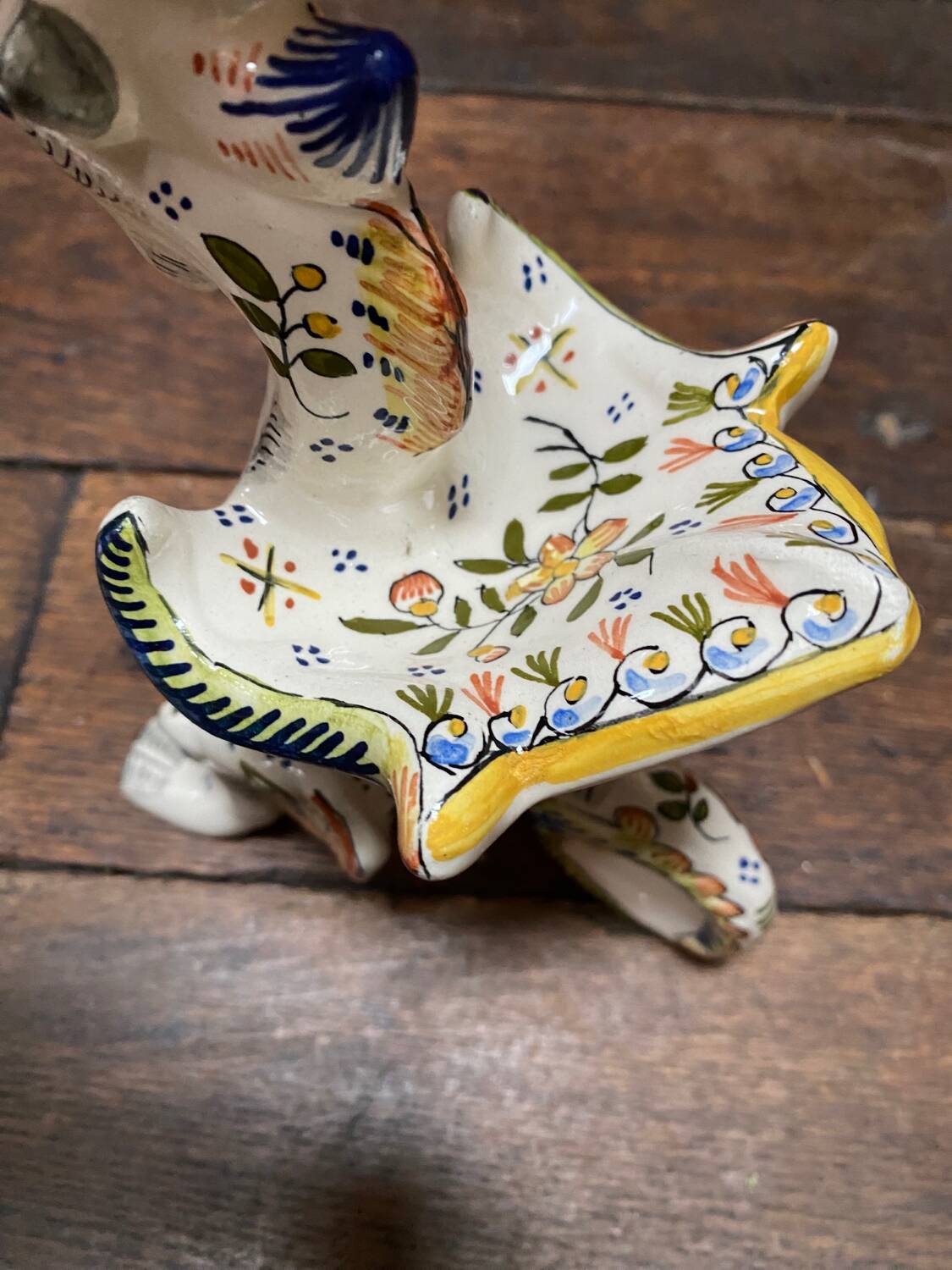 Griffon candlesticks in Old Rouen earthenware