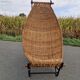 Large vintage metal and wicker armchair