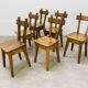 6 brutalist solid wood chairs, chalet decor, vintage