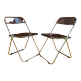 Pair of pink Plia chairs by Giancarlo Piretti, Anonima Castelli, Italy, 1970s