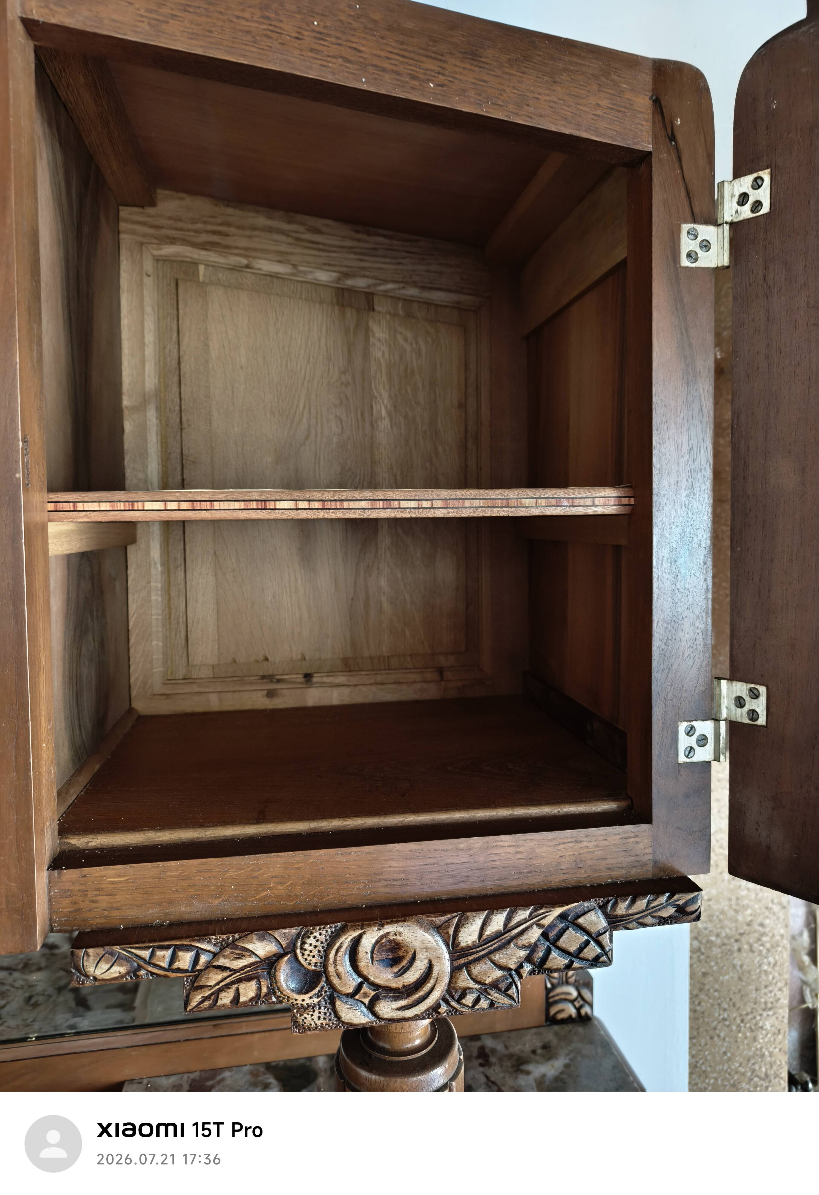 Buffet Art Déco – Noyer, placage de ronce et marbre – Vers 1930