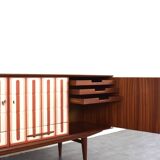 Mid-Century Op-Art Hand-Painted Teak Sideboard, 1960s