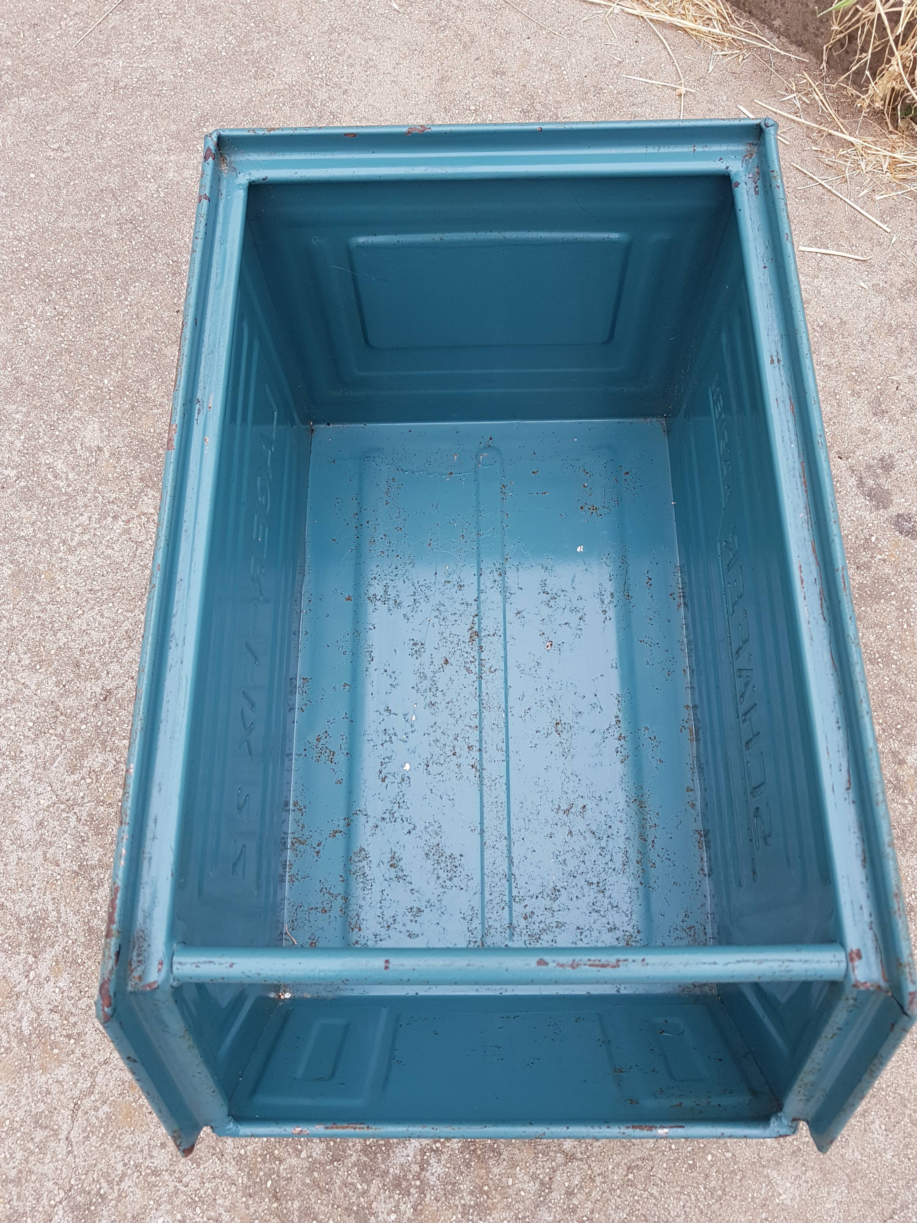 Former large schaefer tray in blue metal lagoon