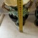 Pair of Vallauris vases in turquoise and black ceramic enhanced with o