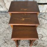 Set of 3 Vintage Turned Wood Nesting Tables