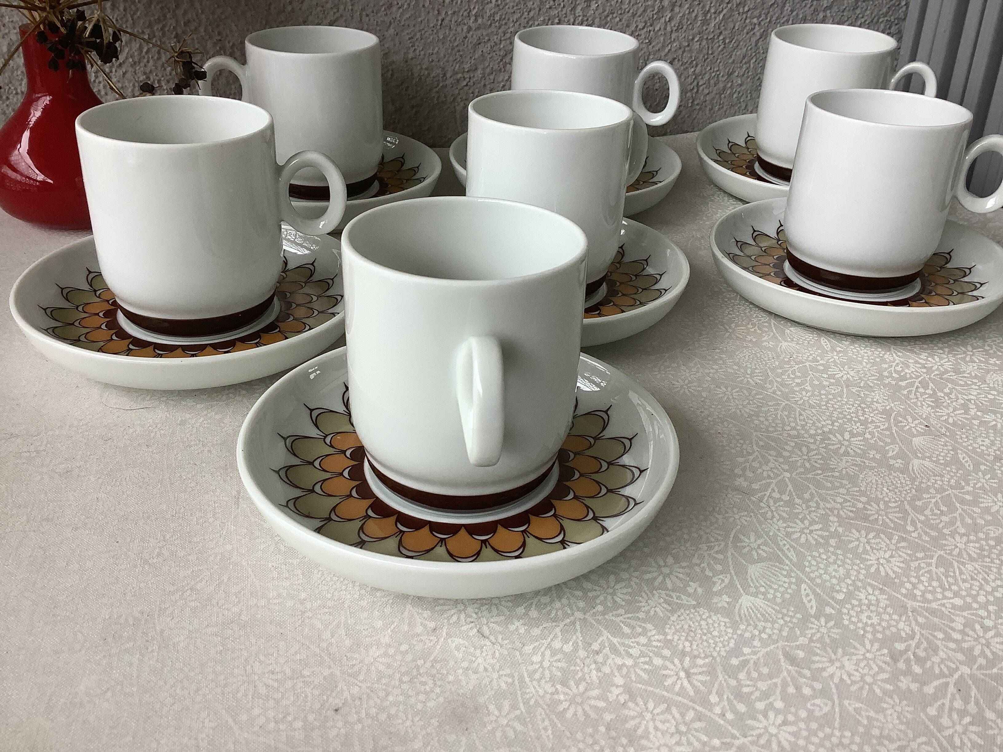 Thomas Kiruna Artichoke Coffee Cups by Hertha Bengtson - 7 cups