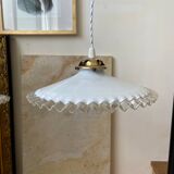 Pair of white glass hanging lamps