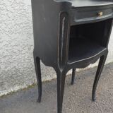 Black patinated 1-drawer bedside table