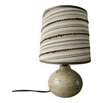 Stoneware lamp with its lampshade