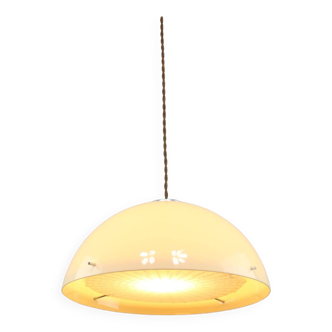 Italian space age beige plexiglass pendant lamp, 1970s