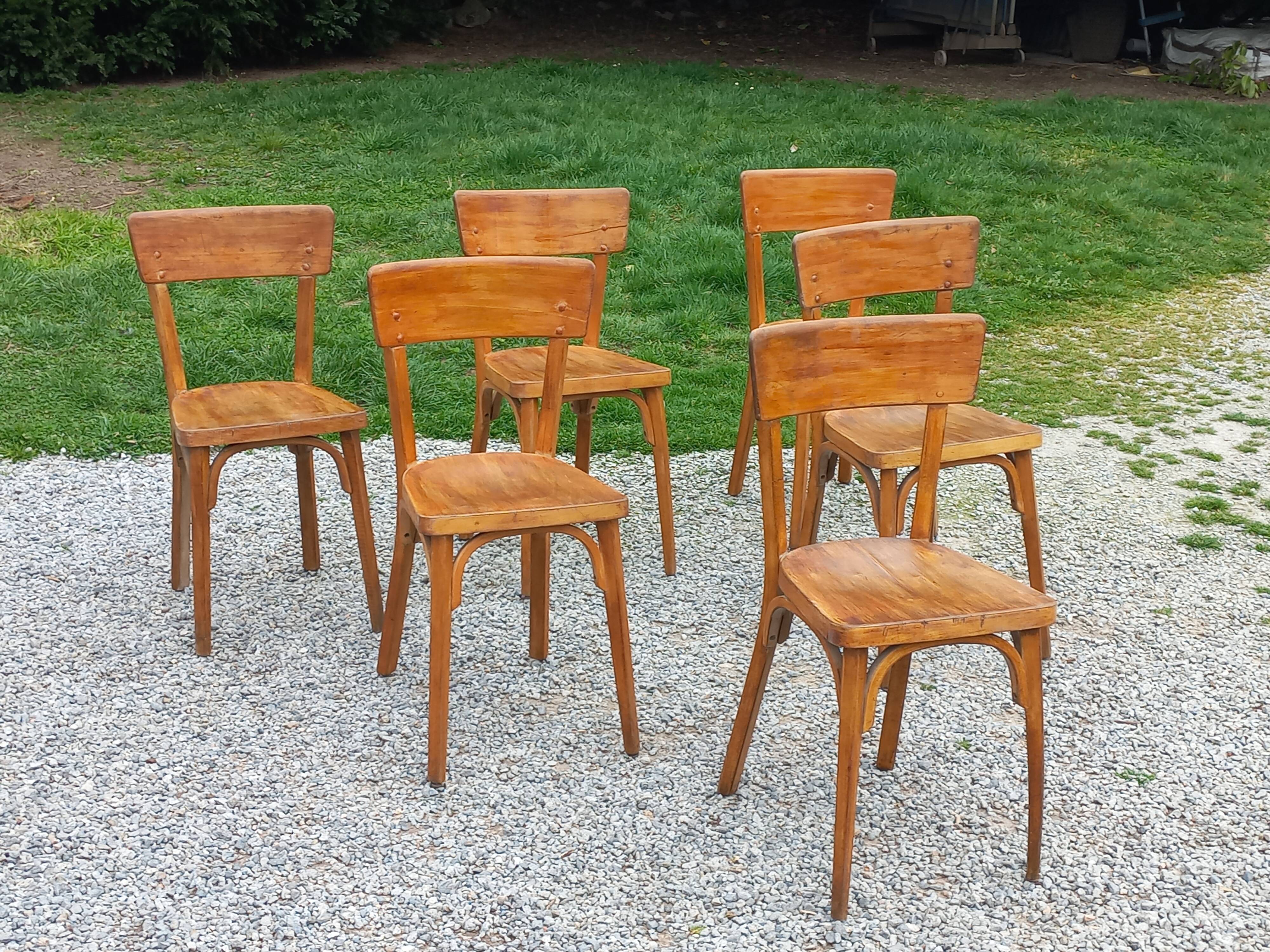 Set of 6 1950s bistro chairs