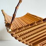 Chic folding table basket wood and bamboo vintage