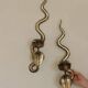 Pair of Egyptian Revival Style Engraved Brass Cobra Sconces