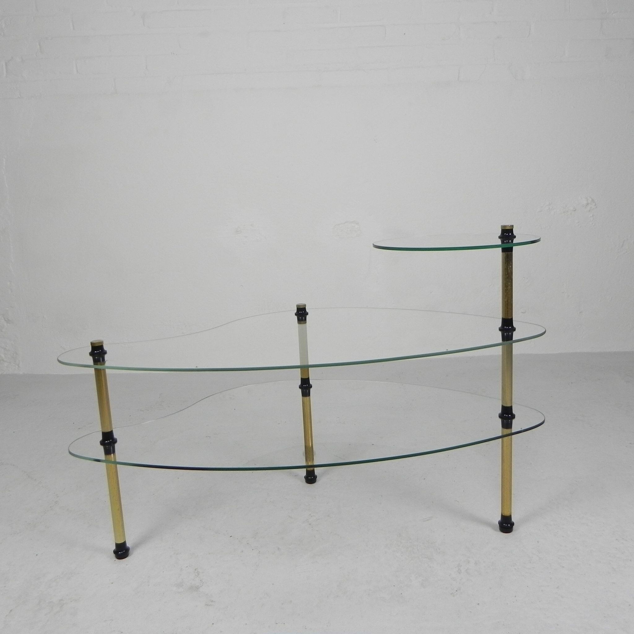 Etagere with 3 glass plates, kidney shape, 1950s