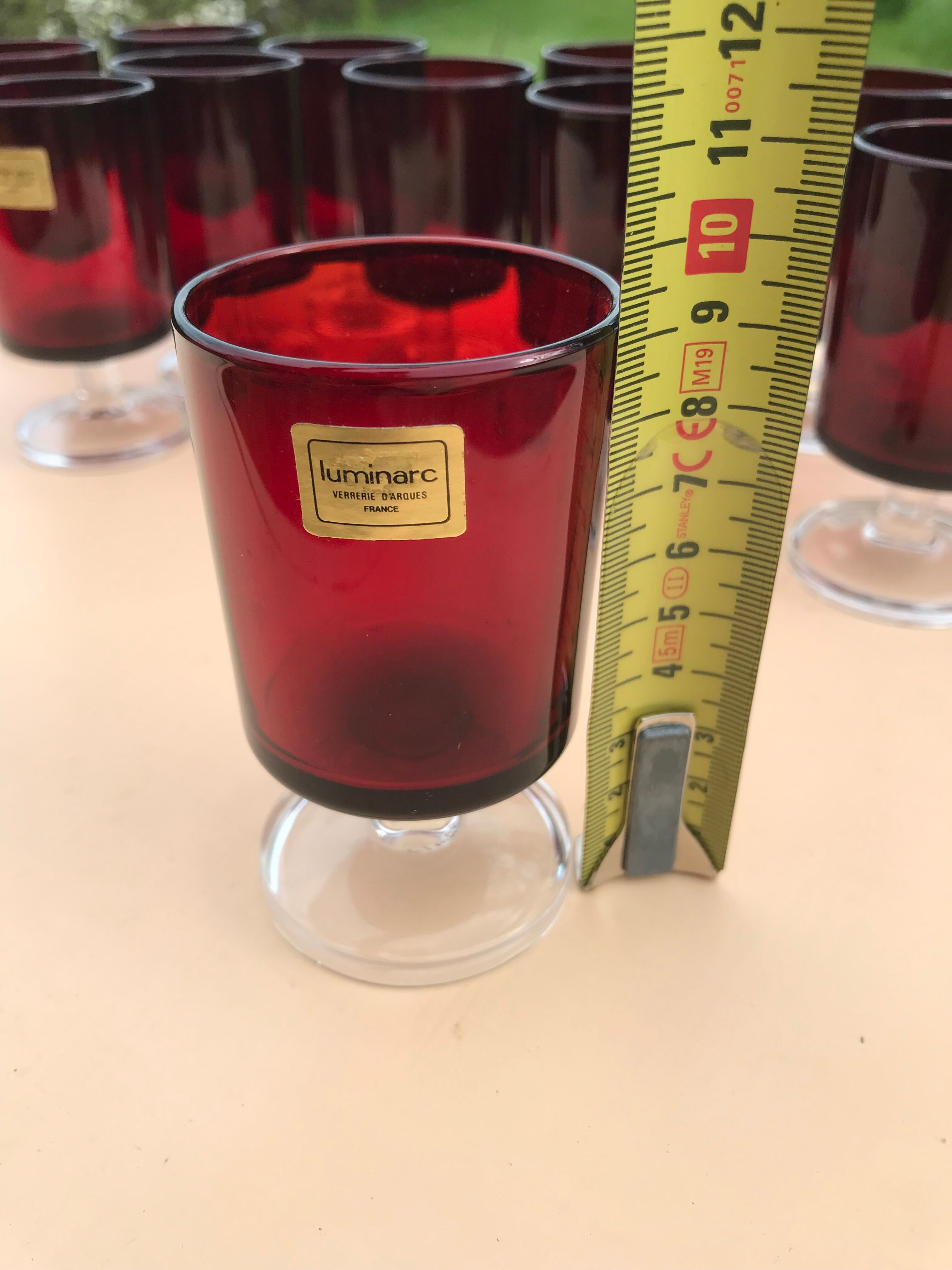12 red vintage stemmed glasses