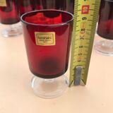 12 red vintage stemmed glasses