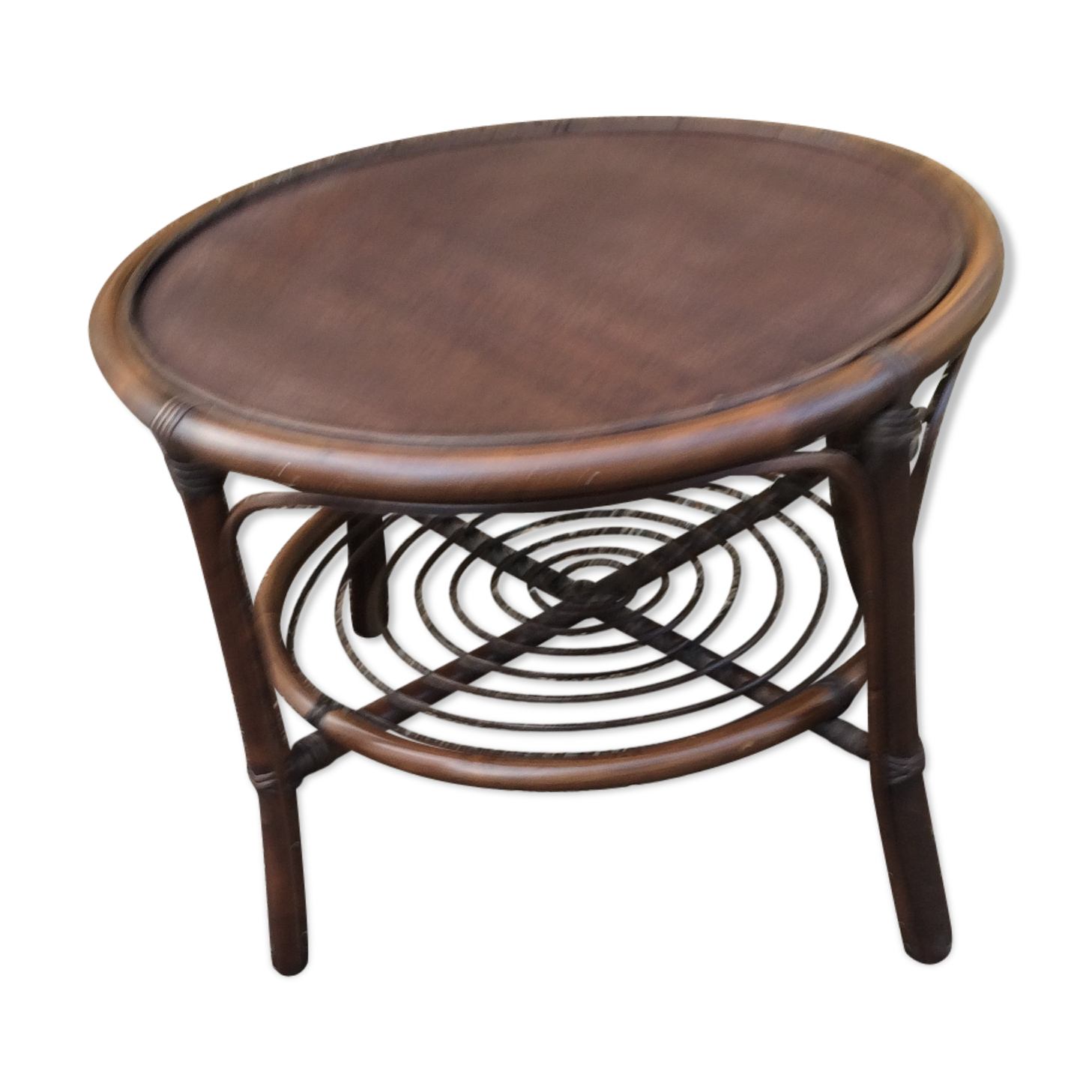 Bamboo and rattan round coffee table