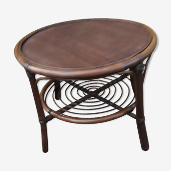 Table basse ronde bambou et rotin