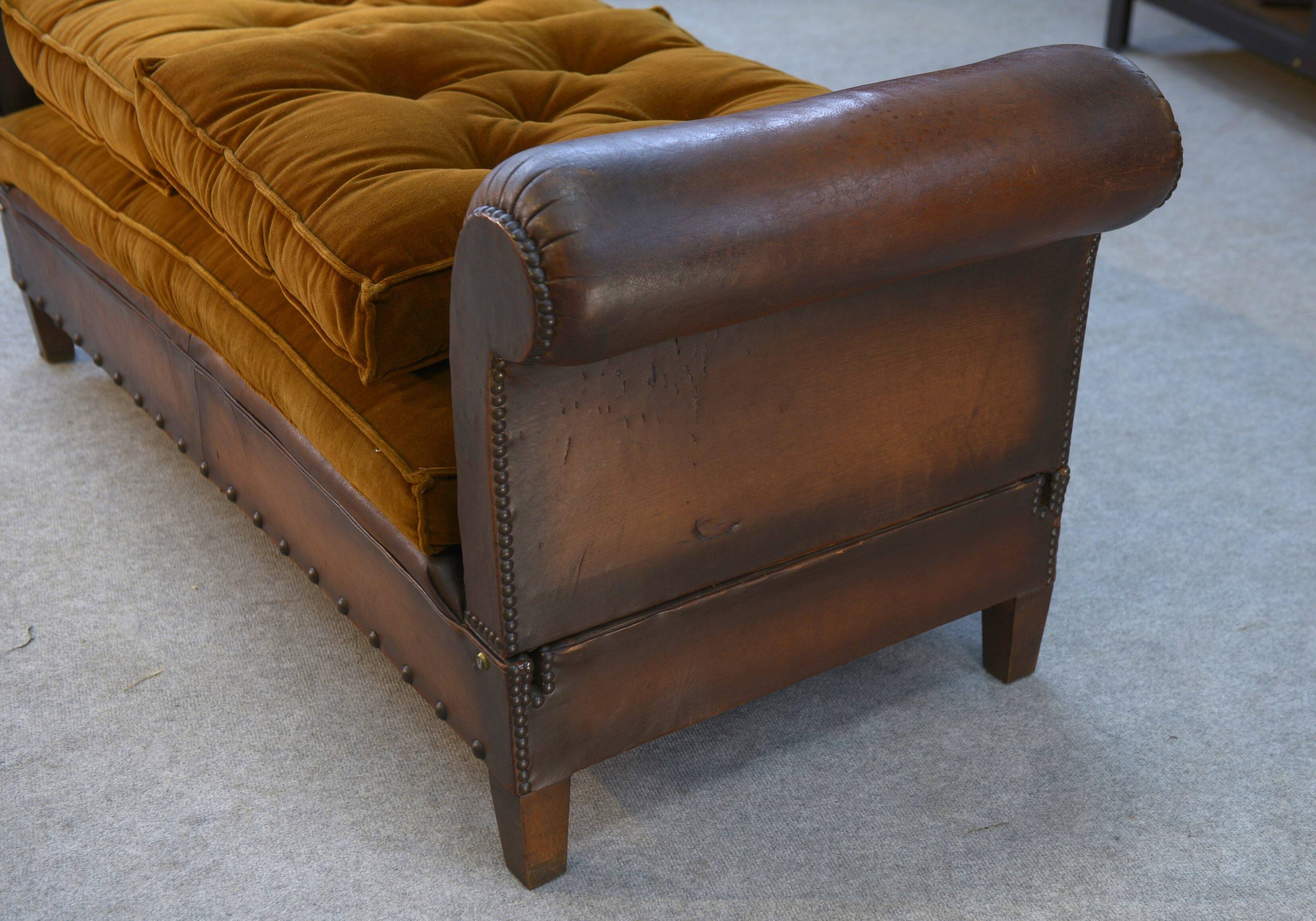 Studded leather bench circa 1920