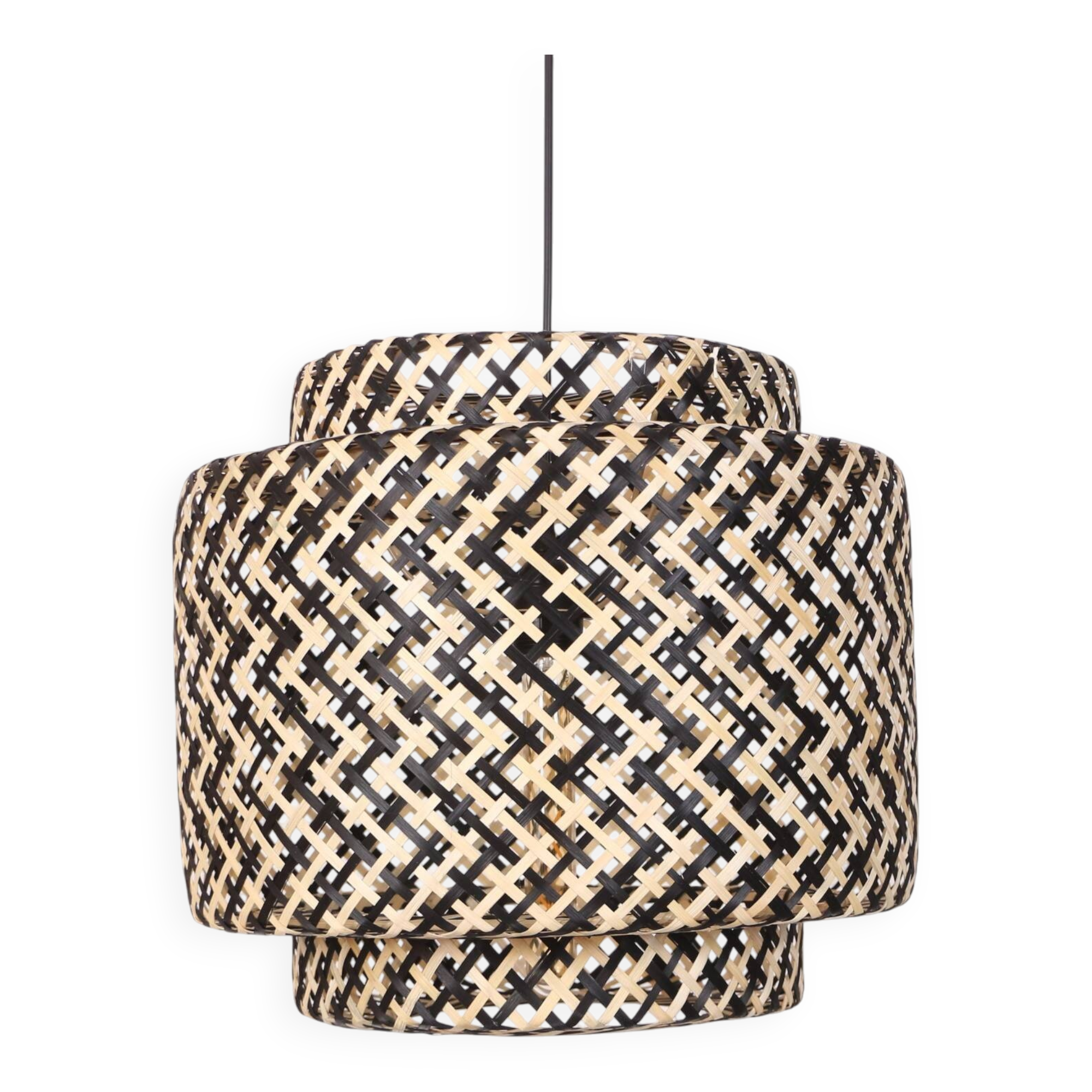 Bamboo Lighting 40 cm Black and  Natural, Bamboo Chandelier, Bamboo Lamp