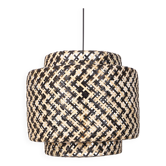 Lustre en bambou 40 cm noir et naturel, lampe en bambou