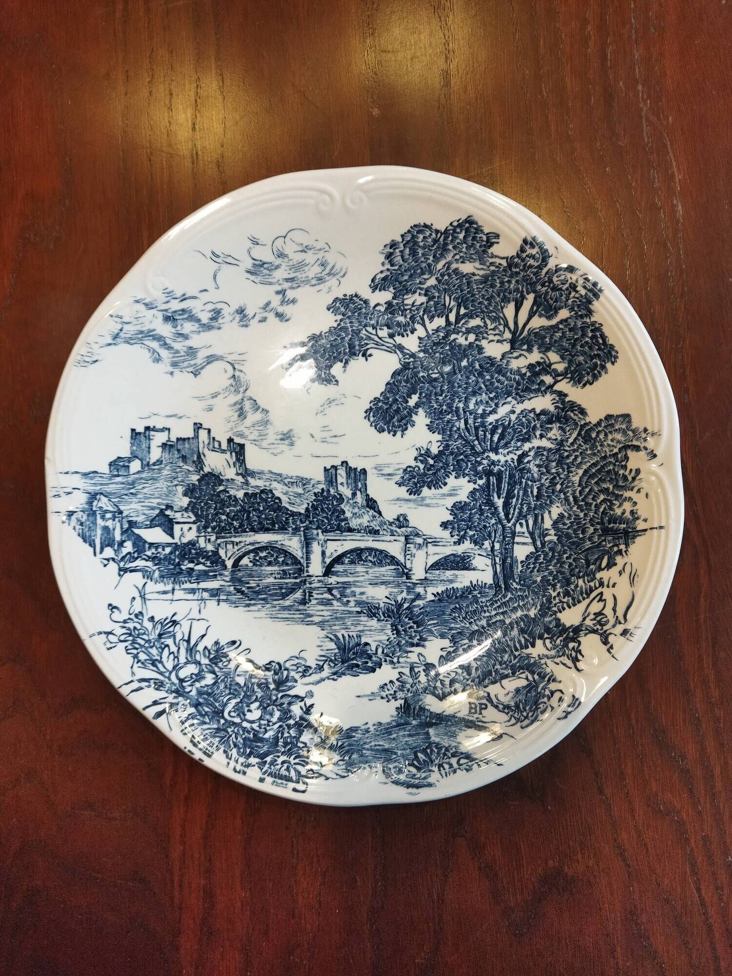 8 blue & white dinner plates (Royal Tudor Gien Lunéville Ceraminter)