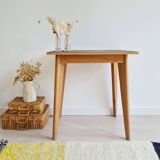 Table en bois ancienne pieds compas - double teinte