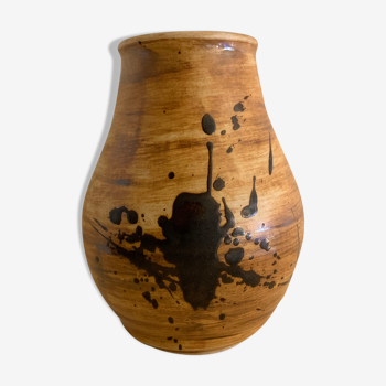 Tachist enamelled ceramic vase, Poterie de la Colombe, 1970