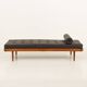 Danish teak daybed in black leather in Hans Wegner style, 1960s