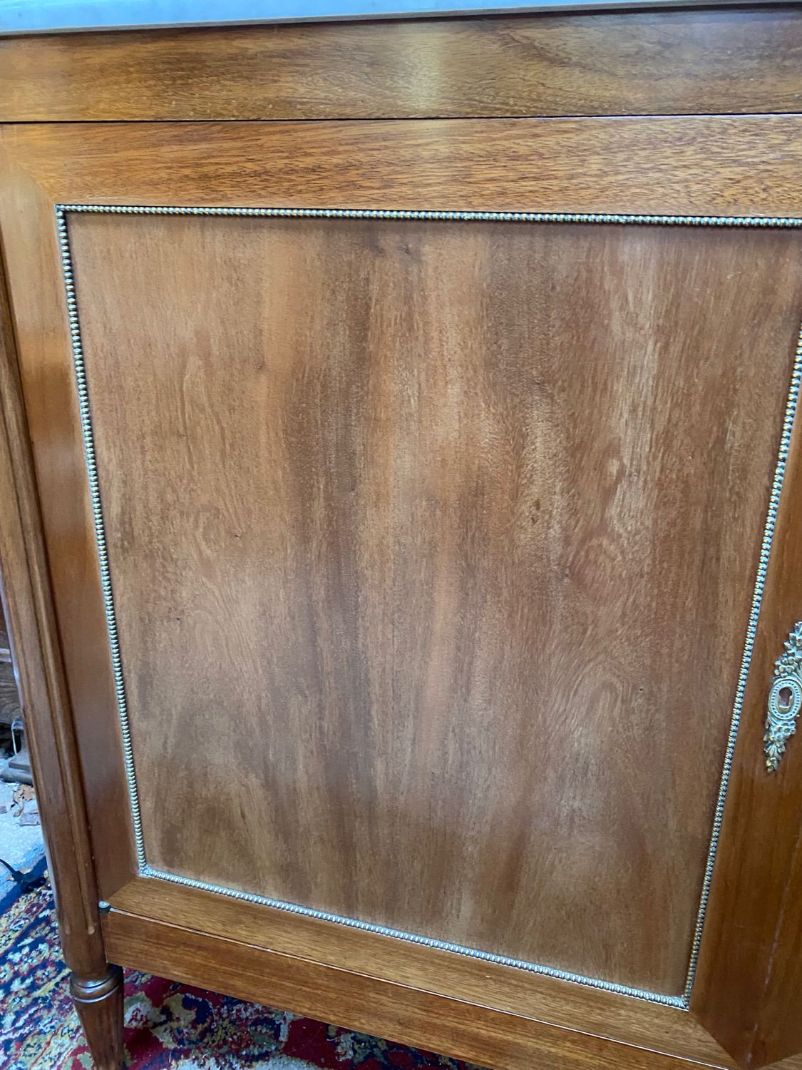 Solid wood buffet Louis XVI style with veined white marble