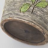 Vintage vase 1950 ceramic flowers relief