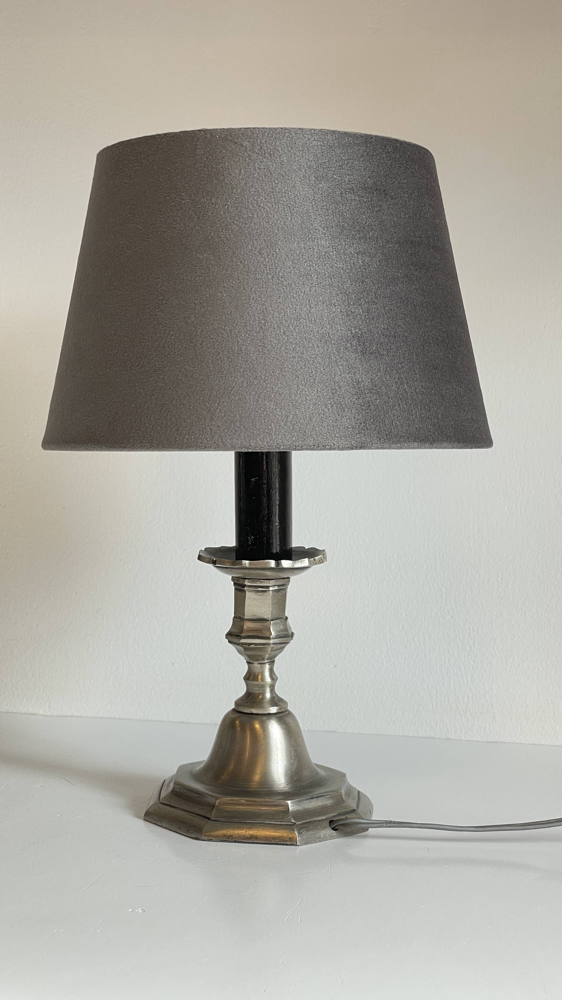Lamp vintage steel and velvet candle holder